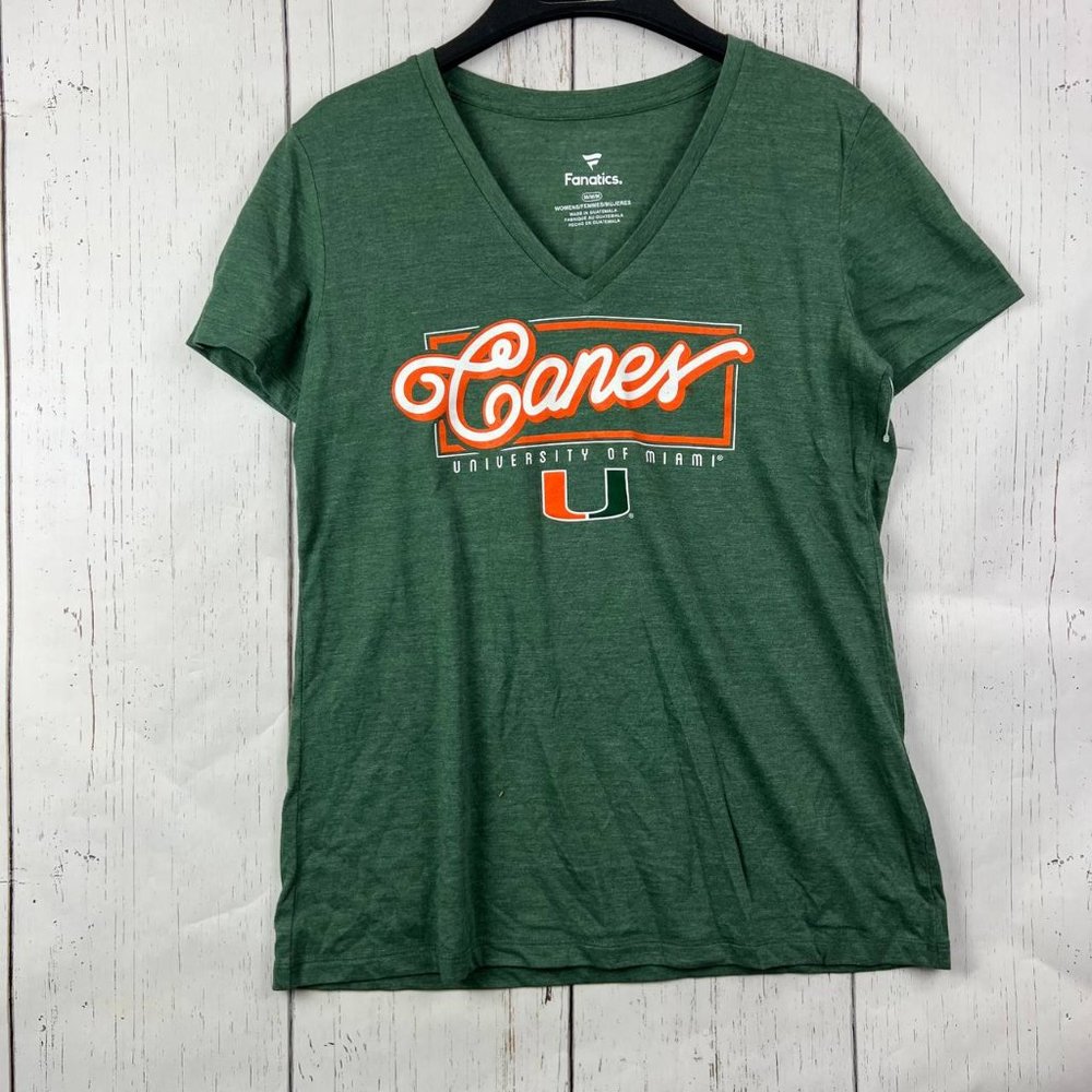 Miami Hurricanes NCAA Medium Fanatics Casual T-Shirt‎ Green New Women